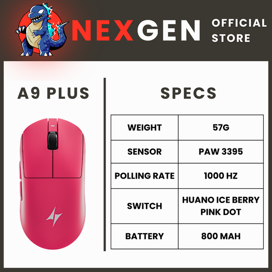 ATK Dragonfly A9 Plus 2.0 | 1000 Hz Gaming Mouse 57G PAW3395 800MAH | NexGen Lab