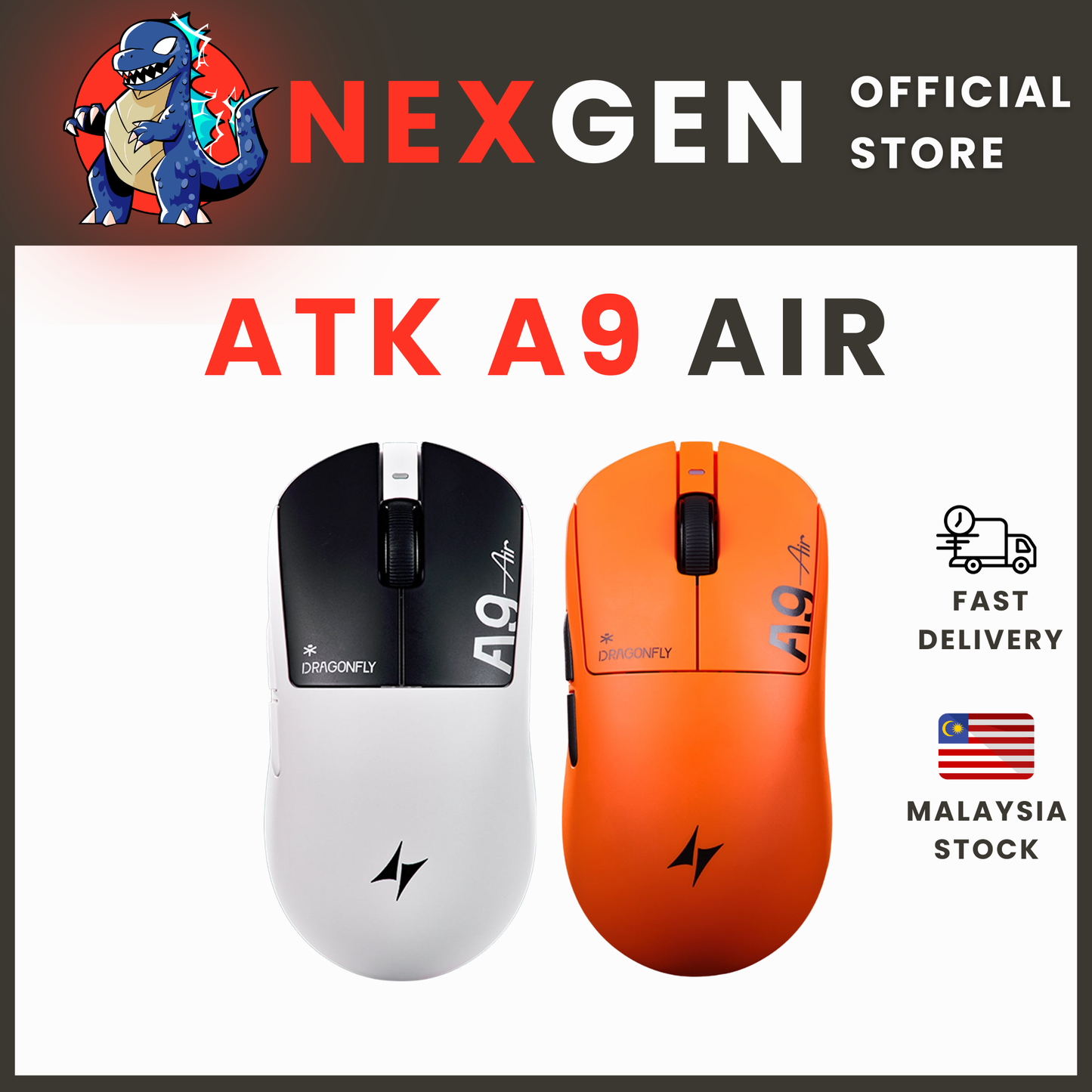 ATK Dragonfly A9 Air | 8000 Hz Gaming Mouse 47G PAW3950 Ultra 300MAH | NexGen Lab